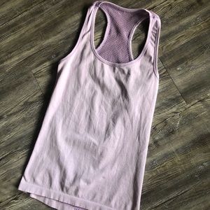 Light purple compression tank top netted back